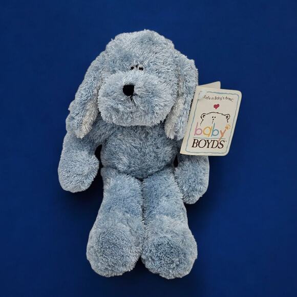 Rare Vintage NEW 10" Baby Boyds "Little Max" Squeaker Blue Dog Plush (1988-2002) - Picture 4 of 16